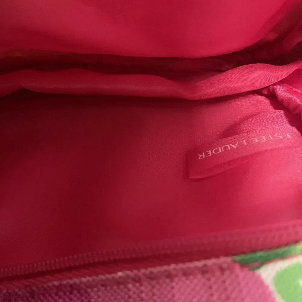 Lilly Pulitzer for Estee Lauder Pink Floral Makeup Cosmetic Bag Travel Vacation